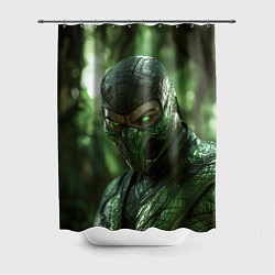Шторка для душа Рептилия в зеленой маске, цвет: 3D-принт