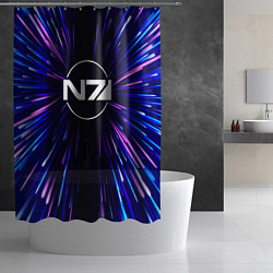 Шторка для душа Mass Effect neon energy, цвет: 3D-принт — фото 2