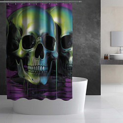 Шторка для душа Черепа отливающие неоном, цвет: 3D-принт — фото 2