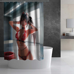 Шторка для душа Девушка с рожками в бассейне, цвет: 3D-принт — фото 2