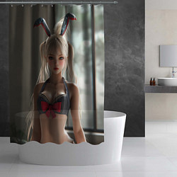 Шторка для душа Девушка блондинка с ушками зайца, цвет: 3D-принт — фото 2