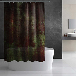 Шторка для душа Абстракция - green fabric soaked in red paint, цвет: 3D-принт — фото 2