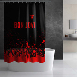 Шторка для душа Bon Jovi - red gradient посередине, цвет: 3D-принт — фото 2