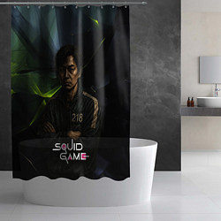 Шторка для душа Игра в кальмара - игрок 218 скрещивает руки, цвет: 3D-принт — фото 2