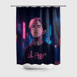 Шторка для душа LiL Peep - Неоновый аниме арт, цвет: 3D-принт
