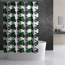 Шторка для душа Motorbike green, цвет: 3D-принт — фото 2
