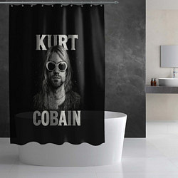 Шторка для душа Курт Кобейн - гранж-арт, цвет: 3D-принт — фото 2