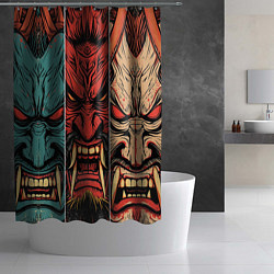 Шторка для душа Demons Oni - neuroart, цвет: 3D-принт — фото 2
