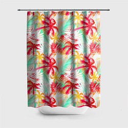 Шторка для душа Palm red yellow, цвет: 3D-принт