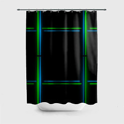 Шторка для душа Neon green light blue, цвет: 3D-принт
