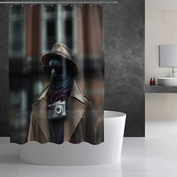 Шторка для душа Голубь шпион с ретро фотокамерой, цвет: 3D-принт — фото 2