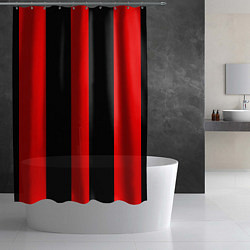 Шторка для душа Color black red lines, цвет: 3D-принт — фото 2