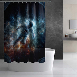Шторка для душа Космонавт парит в космосе среди звезд, цвет: 3D-принт — фото 2