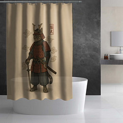 Шторка для душа Кот мастер самурай, цвет: 3D-принт — фото 2