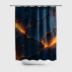 Шторка для душа Разлом плит с огнем, цвет: 3D-принт