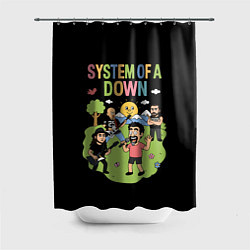 Шторка для душа System of a Down мультяшный, цвет: 3D-принт