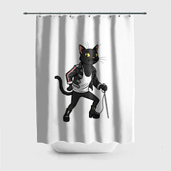 Шторка для душа Кот - Фредди Меркьюри, цвет: 3D-принт