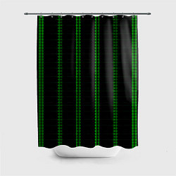 Шторка для ванной Color black cage green stripes