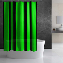 Шторка для душа Color black and green stripes, цвет: 3D-принт — фото 2