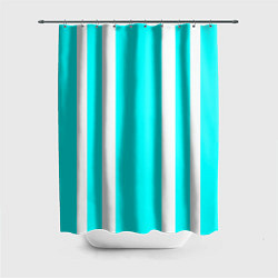 Шторка для душа Color blue white stripes, цвет: 3D-принт