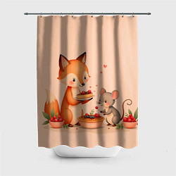 Шторка для душа Пироги с лисой, цвет: 3D-принт