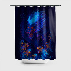 Шторка для душа Неоновый дракон - нейроарт, цвет: 3D-принт