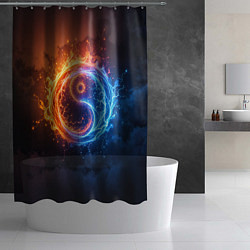 Шторка для душа Инь ян огонь и лёд, цвет: 3D-принт — фото 2