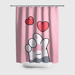 Шторка для душа Cats hands with hearts, цвет: 3D-принт