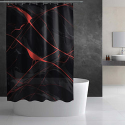 Шторка для душа Текстура мрамора с красными полосками, цвет: 3D-принт — фото 2