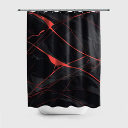 Шторка для душа Текстура мрамора с красными полосками, цвет: 3D-принт