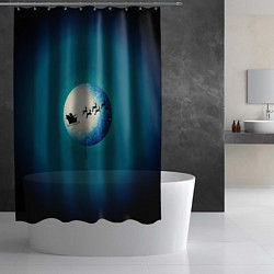 Шторка для душа Санта на оленях - градиент, цвет: 3D-принт — фото 2