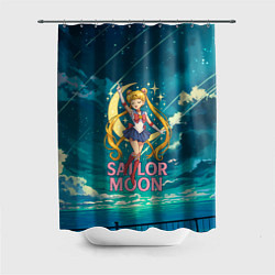 Шторка для душа Sailor Moon на фоне неба, цвет: 3D-принт