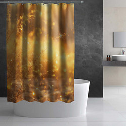 Шторка для душа Золотые лучи солнца на рассвете, цвет: 3D-принт — фото 2