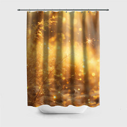 Шторка для душа Золотые лучи солнца на рассвете, цвет: 3D-принт