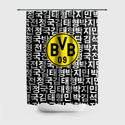 Шторка для душа Borussia японские символы паттерн, цвет: 3D-принт