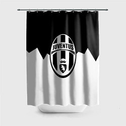 Шторка для душа Ювентус черно белая геометрия, цвет: 3D-принт