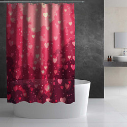 Шторка для душа Розовый с сердечками паттерн, цвет: 3D-принт — фото 2