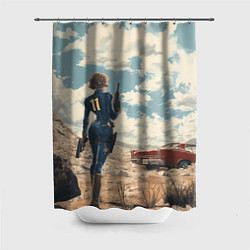 Шторка для душа Fallout девушка в пустоши, цвет: 3D-принт