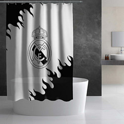 Шторка для душа Реал Мадрид черный огонь, цвет: 3D-принт — фото 2