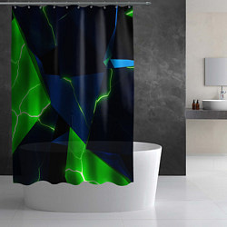 Шторка для душа Neon tile green, цвет: 3D-принт — фото 2