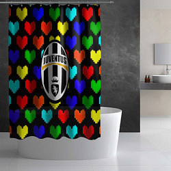 Шторка для душа Ювентус сердце паттерн, цвет: 3D-принт — фото 2