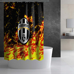 Шторка для душа Ювентус огненные краски текстура, цвет: 3D-принт — фото 2