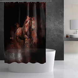 Шторка для душа Коричневая лошадь в прыжке, цвет: 3D-принт — фото 2
