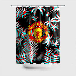 Шторка для душа Манчестер Юнайтед тропики глитч, цвет: 3D-принт