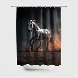 Шторка для душа Белая лошадь, цвет: 3D-принт