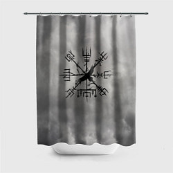 Шторка для душа Мистический ворон в руническом компасе вегвизир, цвет: 3D-принт