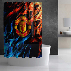 Шторка для душа Манчестер Юнайтед огонь битва, цвет: 3D-принт — фото 2