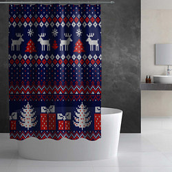 Шторка для душа Новогодний вязаный паттерн, цвет: 3D-принт — фото 2