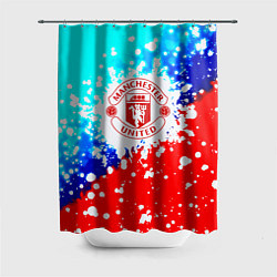 Шторка для душа Манчестер Юнайтед неон, цвет: 3D-принт