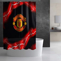 Шторка для душа Манчестер Юнайтед шторм молнии, цвет: 3D-принт — фото 2